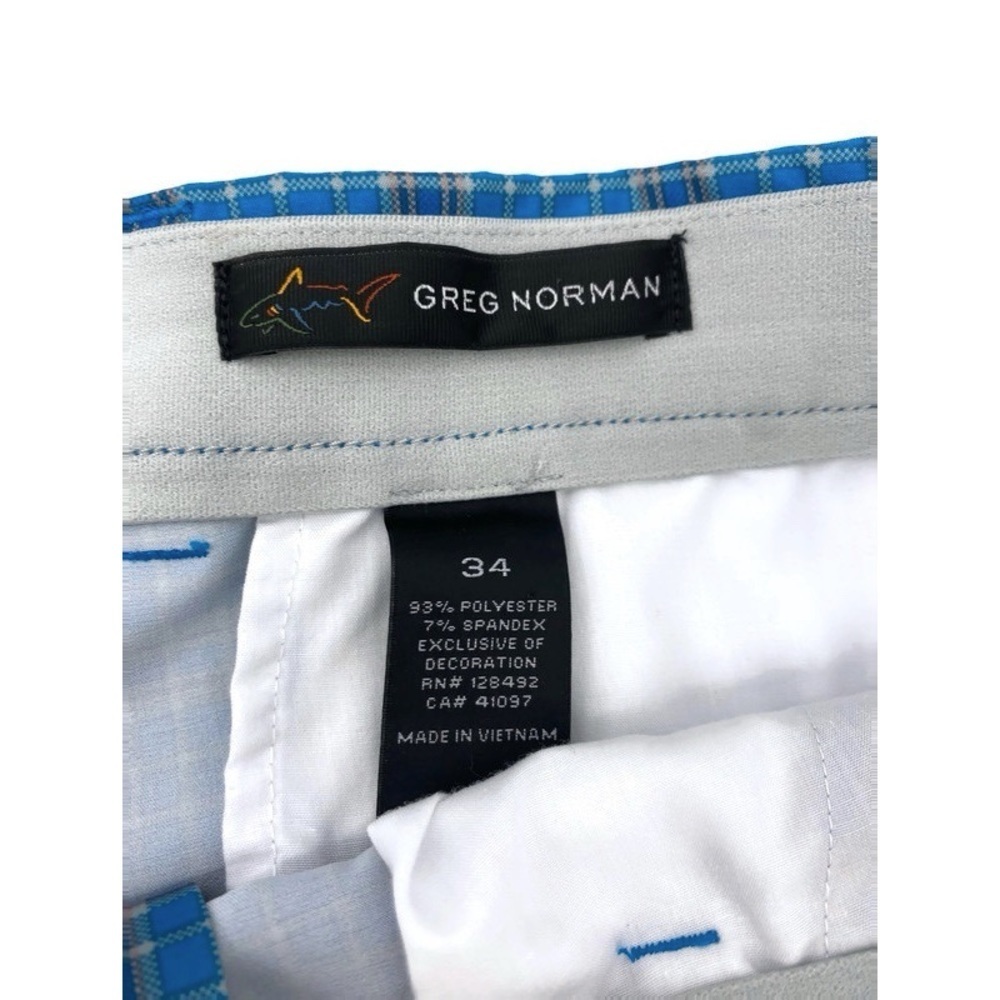 Greg Norman Mens Golf Shorts Sz 34 Blue Peach Flat Front - Picture 6 of 7